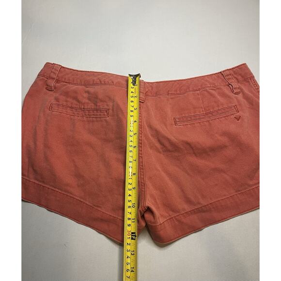 American Eagle Coral Chino Shorts Size 12 Distressed Cuffed Pockets - Picture 6 of 8